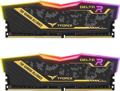 Team Group Delta TUF Gaming RGB 16GB (2x8GB) DDR4 U-DIMM Memory Kit, 3200MHz, PC4-25600, CL16, Non-ECC