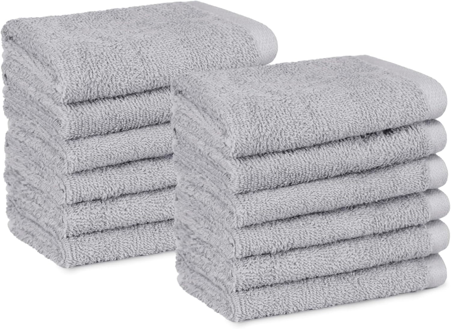 Wash Cloth Set, 100% Cotton, Extra Absorbent, Quick Drying, 30 X 30 Cm, Grey, Pack of 12
