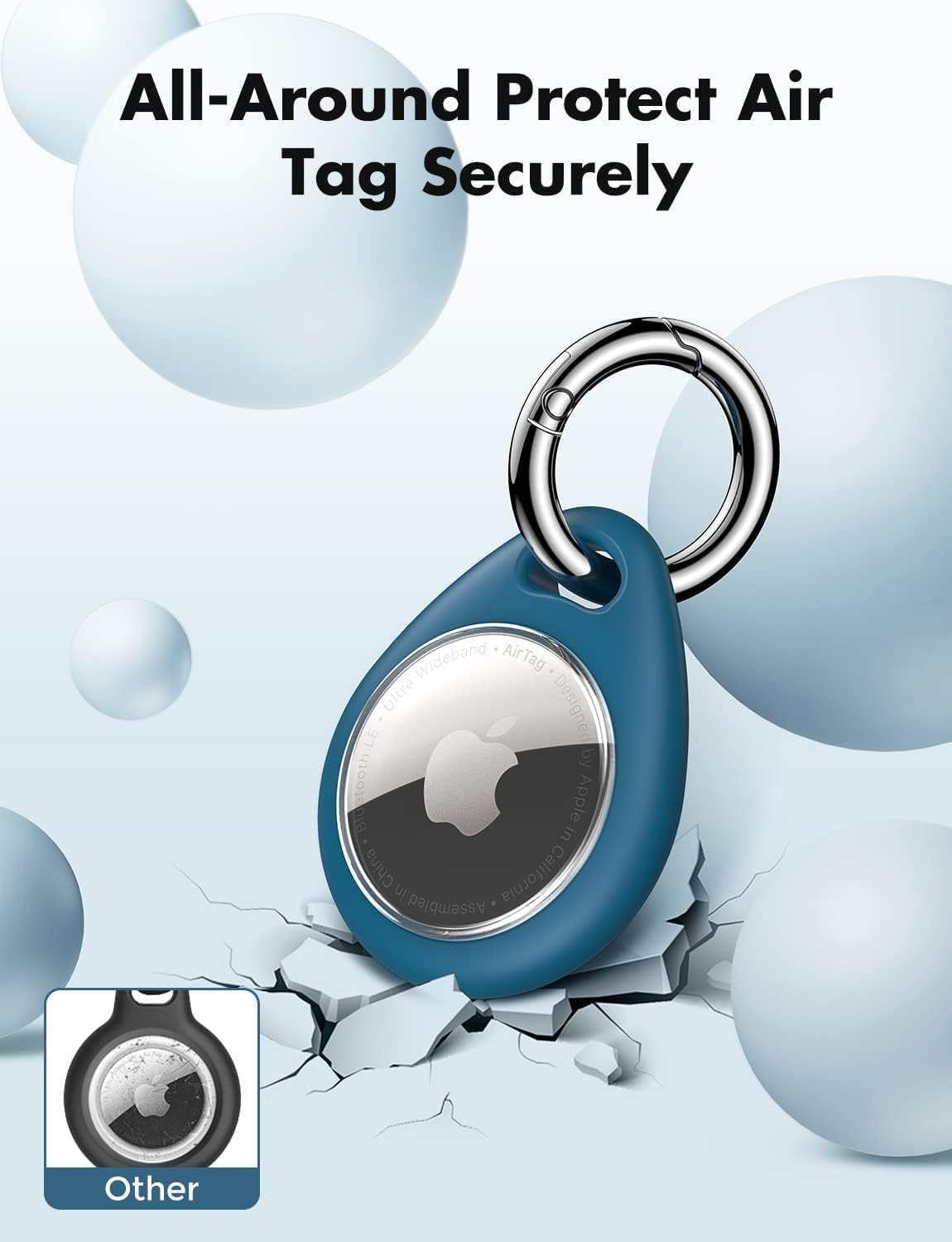 360-Degree Protective Case for AirTag (1st & 2nd Generation) [4-Pack], TPU Full Coverage Keyring Holder with Premium Zinc Alloy Spring Clip, Scratch-Resistant Design for Keys, Bags, and Luggage
