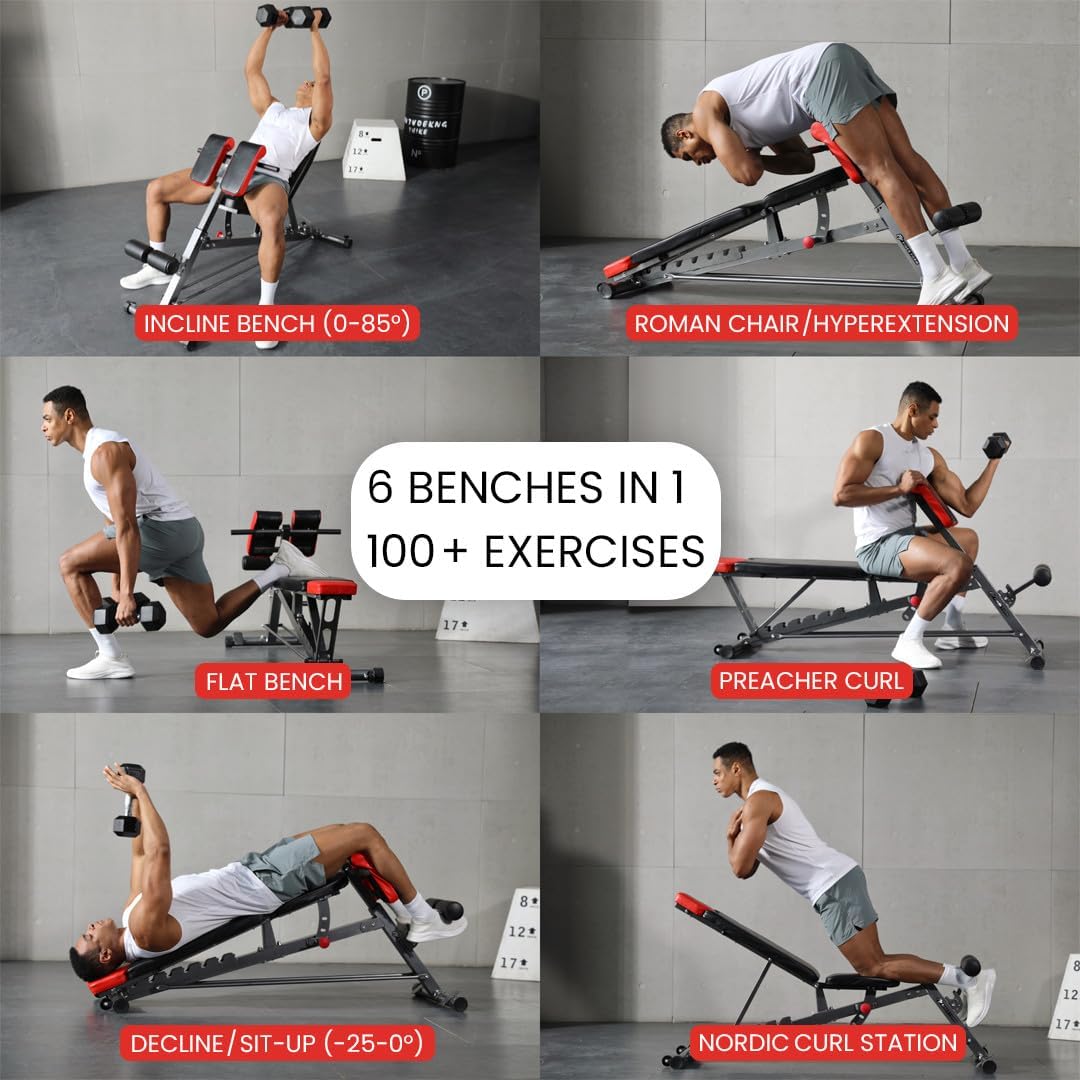 Elevate Your Home Workouts with the Ultimate Multi-Functional FID Weight Bench – Versatile for Hyper Back Extensions, Roman Chair Exercises, Adjustable Ab Workouts, and More!