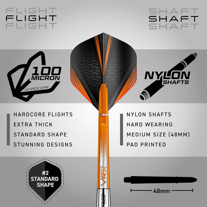 Amberjack Professional 90% Tungsten Darts Set with Flights and Shafts – Available in Various Weights (22G to 30G)