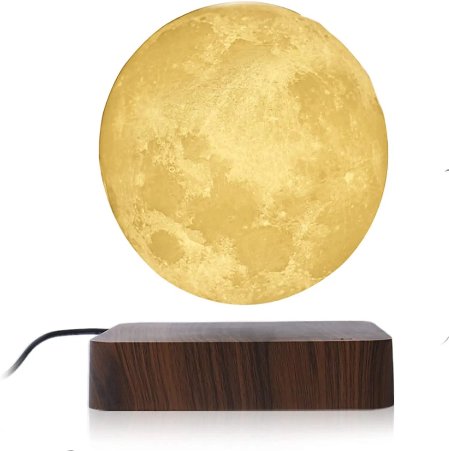 ZK30 Floating 3D Printed LED Moon Lamp with Wooden Base and Magnetic Suspension in Three Colors