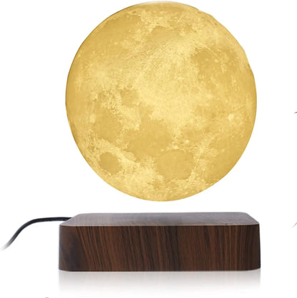 ZK30 Floating 3D Printed LED Moon Lamp with Wooden Base and Magnetic Suspension in Three Colors