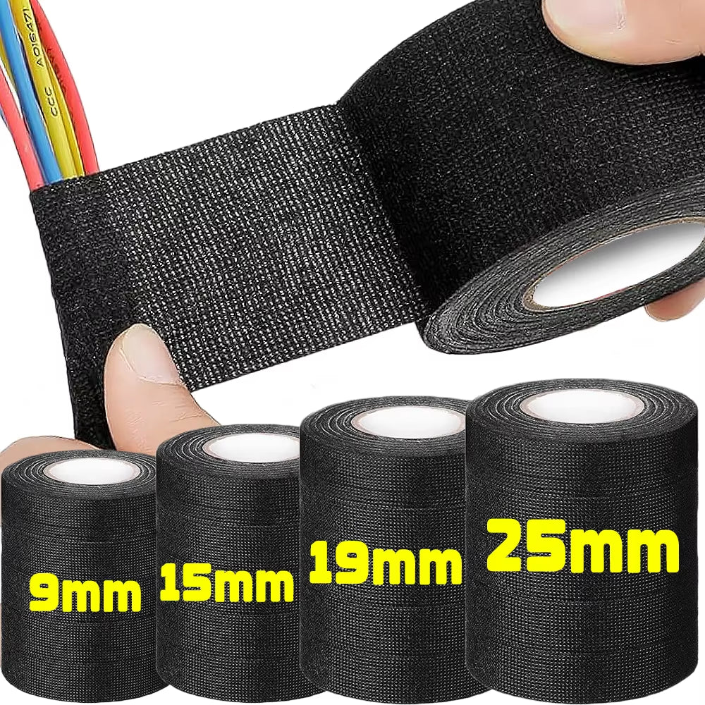 Heat-Resistant Electrical Tape and Harness Insulation Bundle for Auto Wiring - Waterproof Fabric Cloth Wrap and Adhesive Cable Organizer