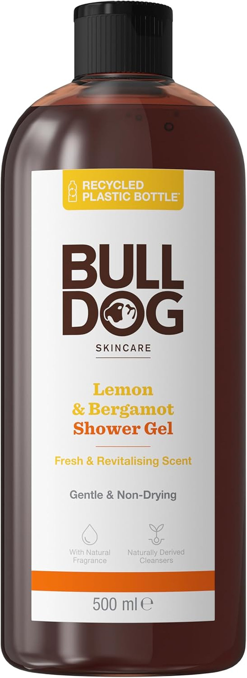 Skincare for Men Shower Gel - Lemon and Bergamot, Body Wash with Light and Refreshing Explosion of Citrus, 100 Percent Narural Fragrance, Recycled Bottle, Vegan, 500Ml