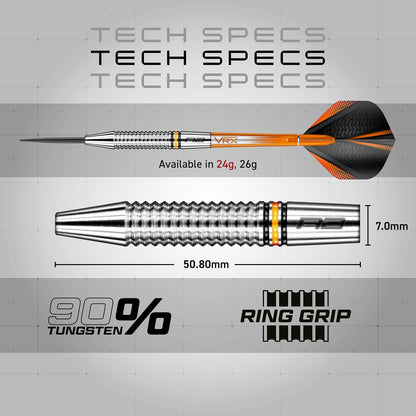 Amberjack Professional 90% Tungsten Darts Set with Flights and Shafts – Available in Various Weights (22G to 30G)