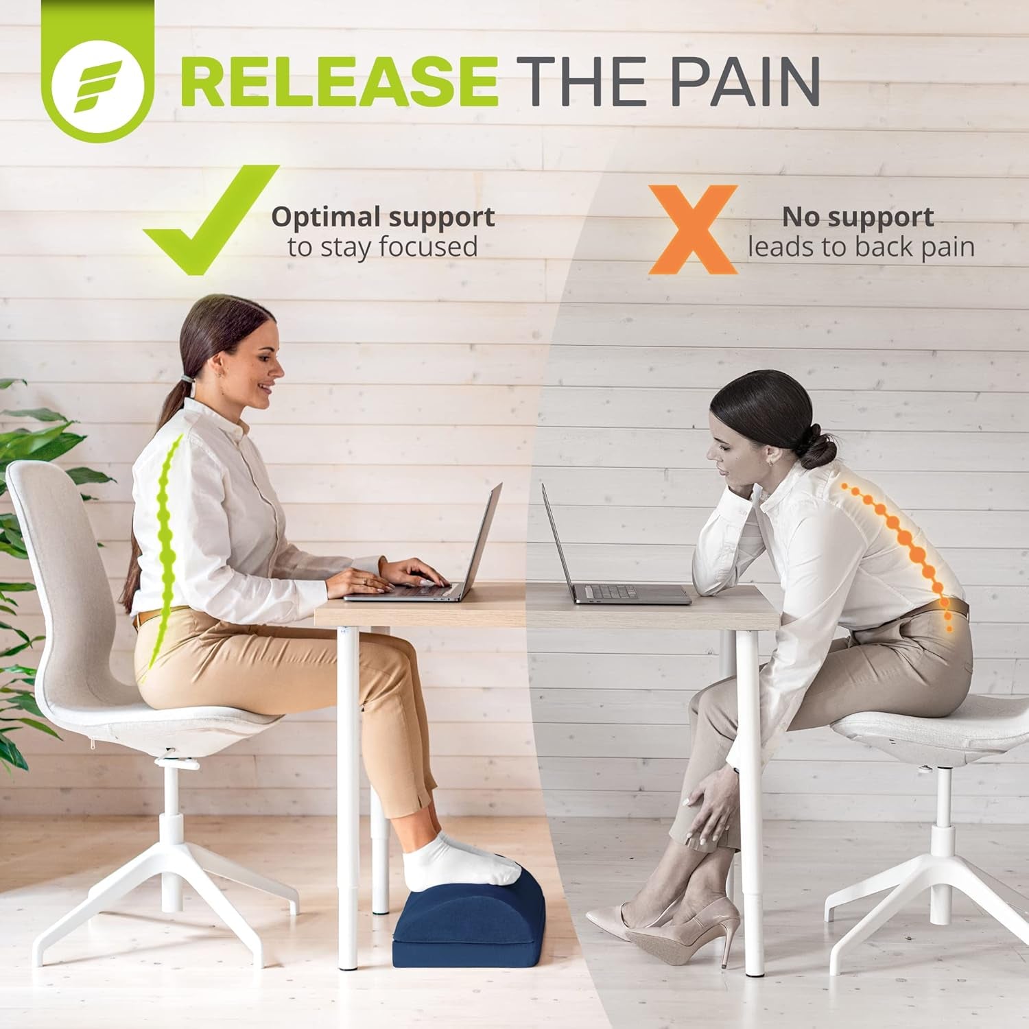 Chiropractor-Approved Adjustable Premium Teardrop Footrest for Lumbar, Back, and Knee Pain Relief (Navy Blue)