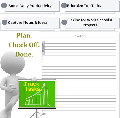 To-Do List Planner Notepad - 60 Pages of Undated Checklist with Priority and Note Sections for Project, Client, and Daily Task Management - 8.5 x 11 A4 Tear Sheets
