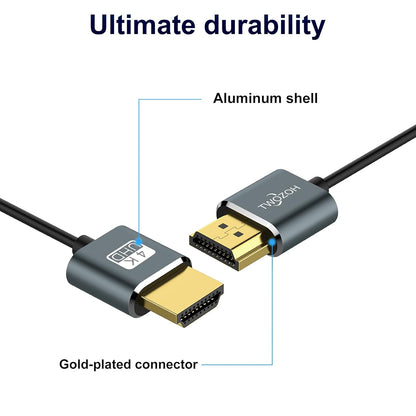 25FT Ultra-Slim HDMI 2.0 Cable, Flexible HDMI Cord Supporting 3D, 4K@60Hz, 2160P, and 1080P Output