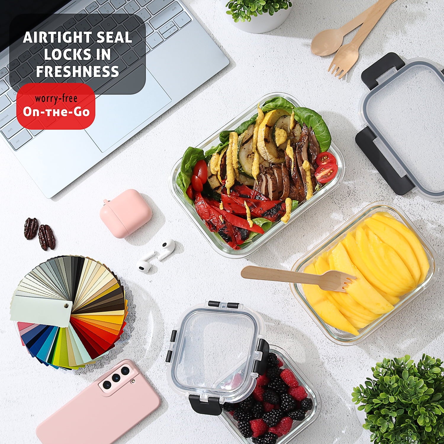 Ultimate 32-Piece Airtight Glass Food Storage Container Set - Perfect for Meal Prep, Oven, Microwave & Freezer Safe!