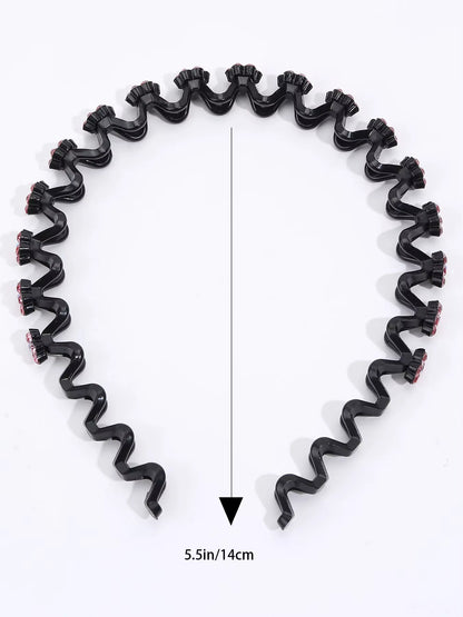 Non-Slip Rhinestone Hairbands with Wave Design for Women and Girls - Fashionable Hair Hoops and Accessories