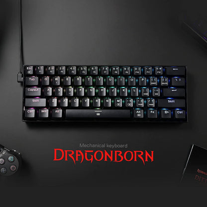 K630 Dragonborn 60% Compact Mechanical RGB Gaming Keyboard with Tactile Brown Switches and Pro Driver Support, Black