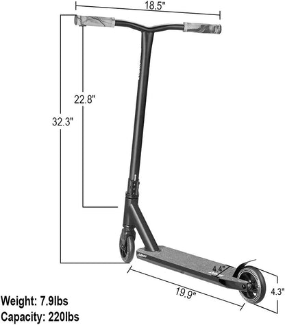 Pro Scooters Freestyle Trick Scooter - 110mm Aluminum Core Wheels & ABEC-9 Bearings for Beginners, Suitable for Ages 8 and Up, Ideal for Boys, Girls, Teens, and Adults