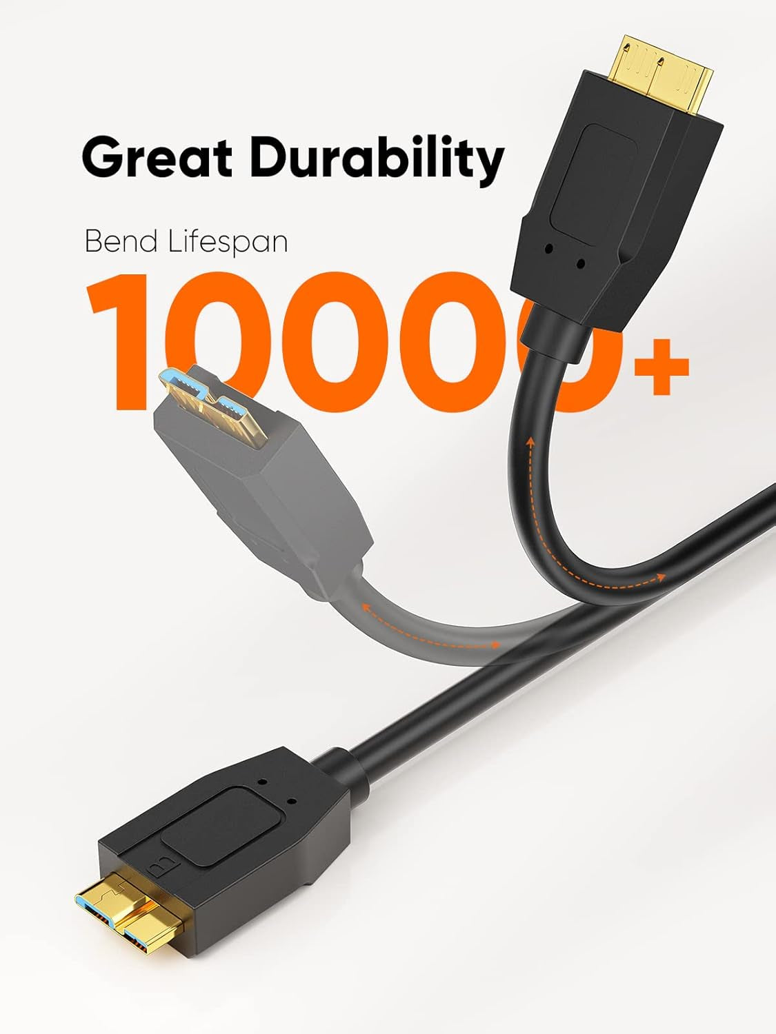 4FT USB-C to Micro B Cable, 10Gbps Data Transfer Speed, Braided Design, Compatible with iPhone 15/16, Seagate WD My Passport, MacBook Pro/Air, iPad/Tablet, Black