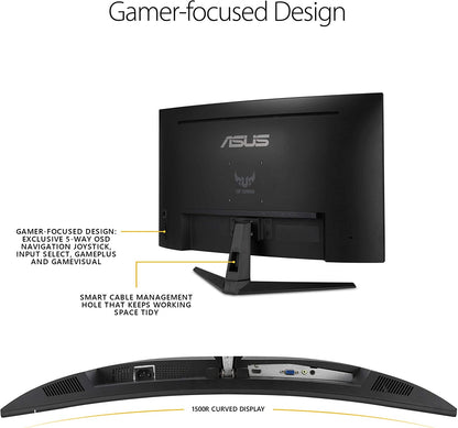 TUF Gaming VG328H1B 32-Inch Curved Monitor, 1080P Full HD, 165Hz (144Hz Compatible), Extreme Low Motion Blur, Adaptive-Sync, FreeSync Premium, 1ms Response Time, Eye Care Technology, HDMI and D-Sub Inputs