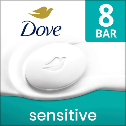 Dove Sensitive Skin Beauty Bar Soap - Fragrance-Free and Hypoallergenic, 8 Bars (3.75 oz each)