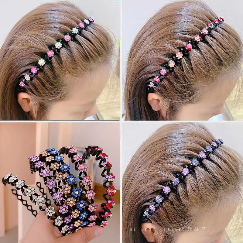 Non-Slip Rhinestone Hairbands with Wave Design for Women and Girls - Fashionable Hair Hoops and Accessories