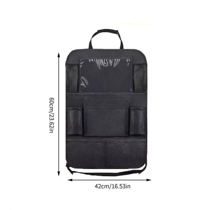 Car Back Seat Organizer with Touchscreen Tablet Holder and Automatic Storage Compartment for Travel