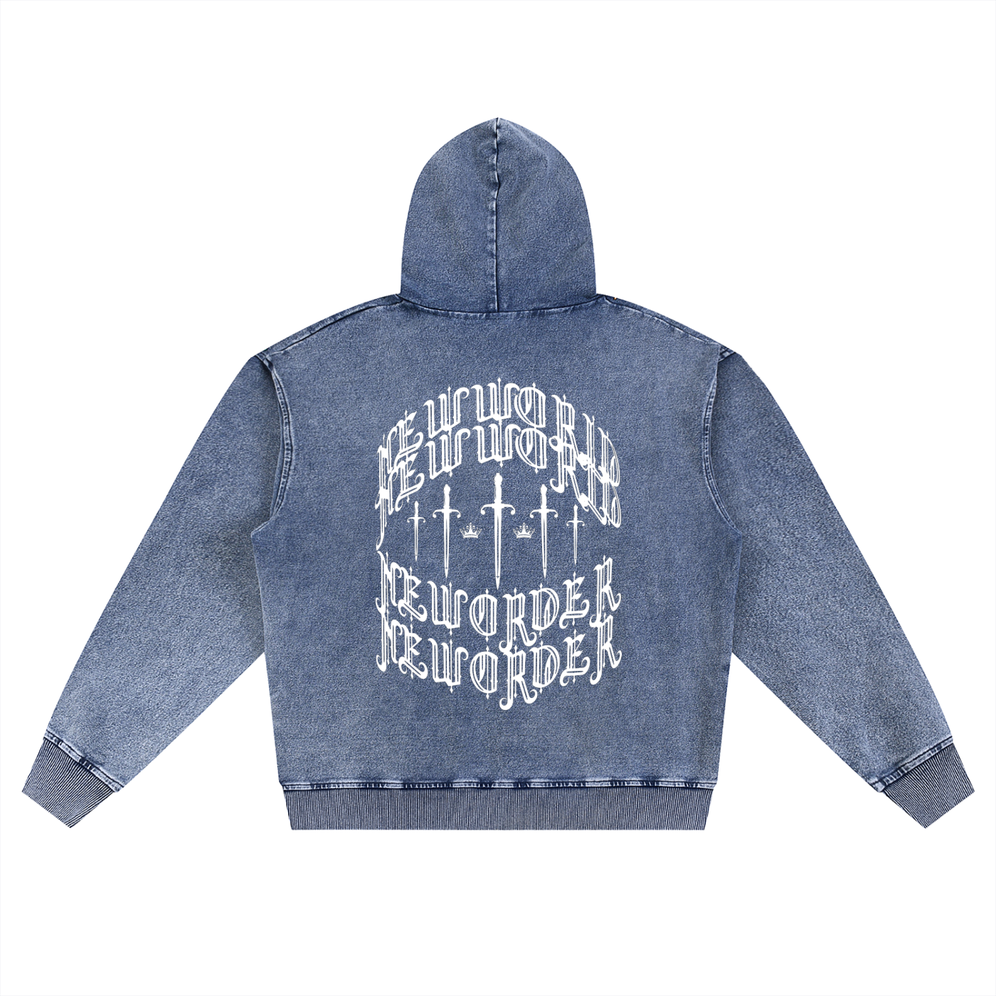 Snow Wash Oversized Zip-Up Hoodie
