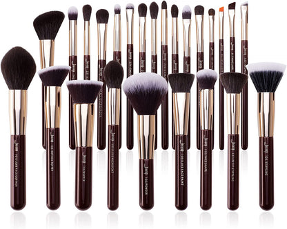 Professional 25-Piece Makeup Brush Set with Labeled Brushes for Powder, Foundation, Eyeshadow, Blending, Concealer, Blush, and Highlight - T280