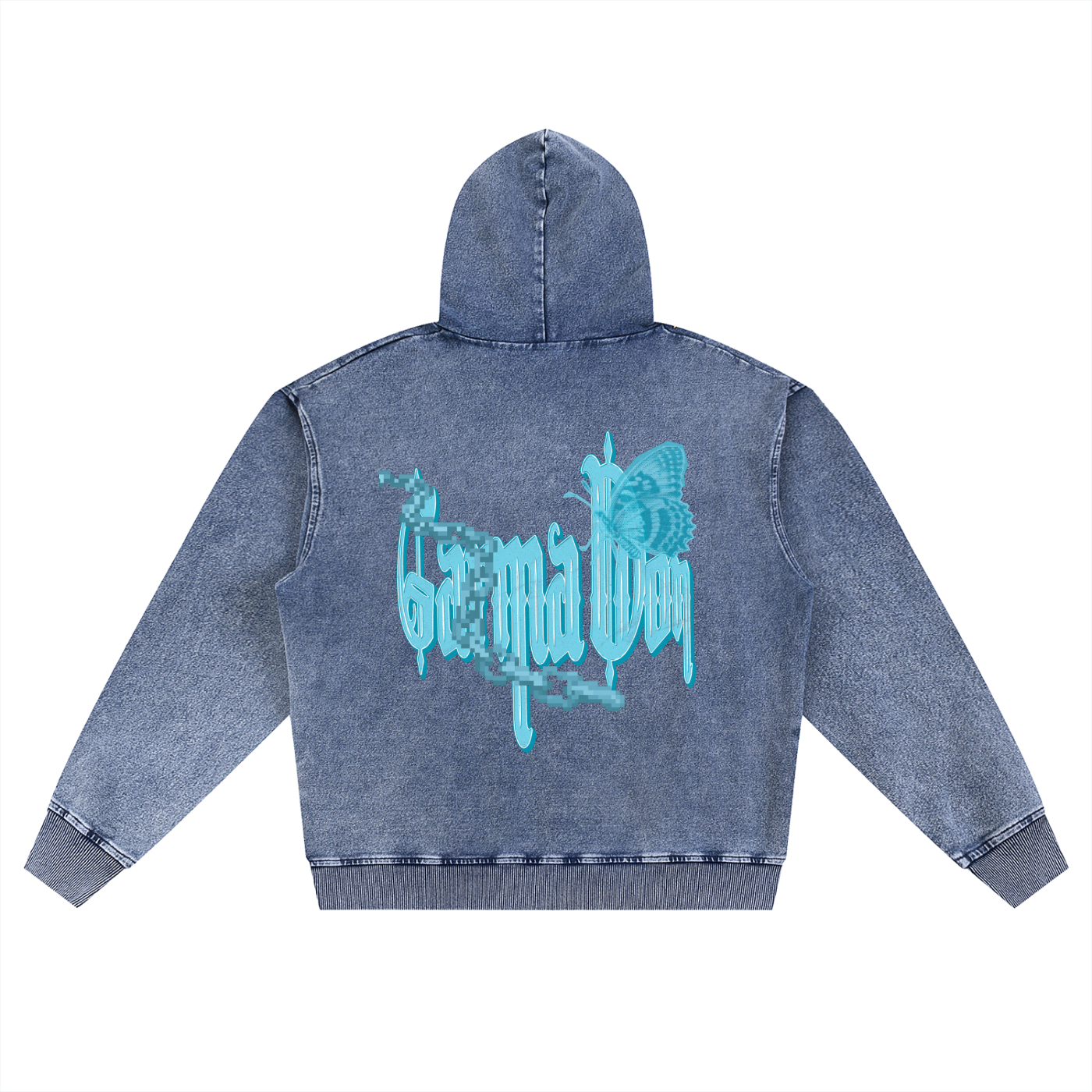 Snow Wash Oversized Zip-Up Hoodie