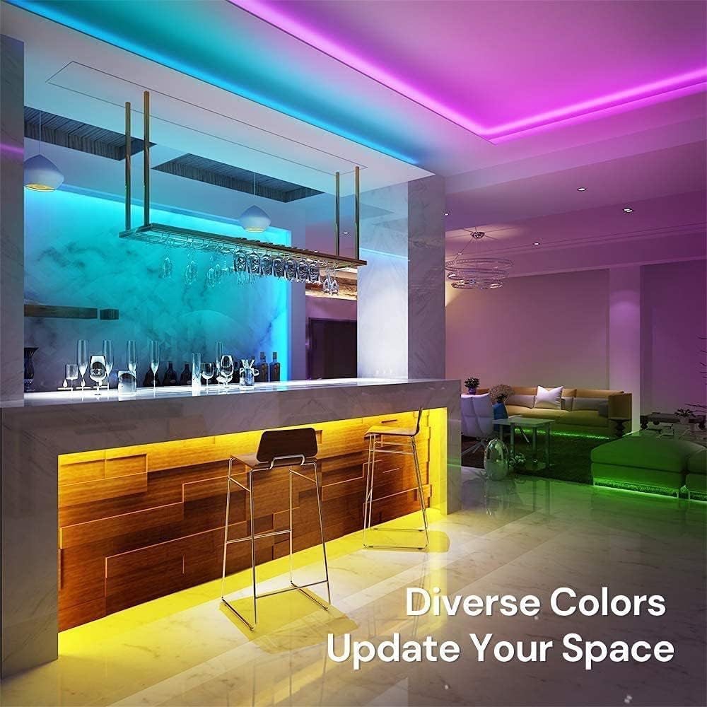 16.4 Feet Bluetooth Color Changing LED Strip Lights with App Control, Remote, and Control Box - 64 Scenes and Music Sync for Bedroom, Kitchen, and Party Settings