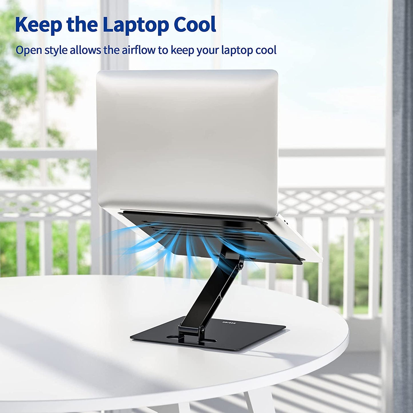 LSX5 Ergonomic Adjustable Aluminum Laptop Stand Compatible with 10-14" MacBook, Dell, HP, Lenovo, and More (Black)