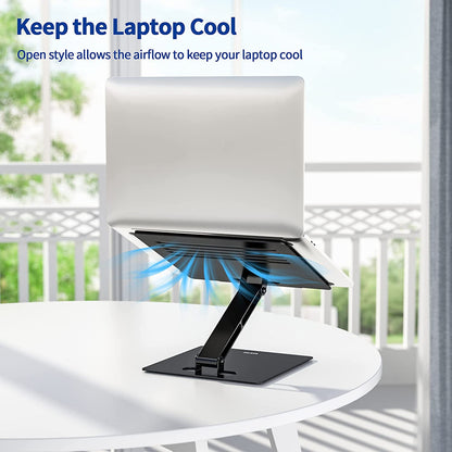 LSX5 Ergonomic Adjustable Aluminum Laptop Stand Compatible with 10-14" MacBook, Dell, HP, Lenovo, and More (Black)