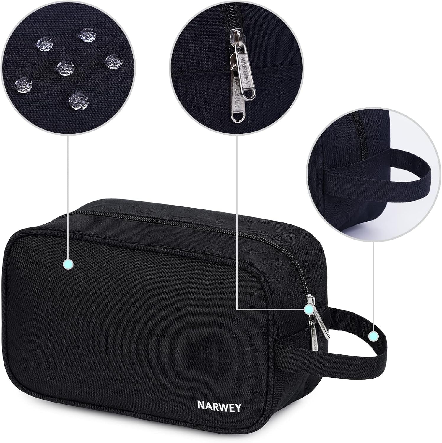 Travel Toiletry Organizer for Men and Women - Dopp Kit Shaving Bag for Personal Care Essentials (Black)
