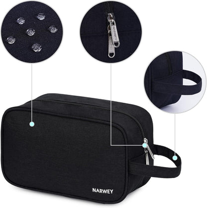 Travel Toiletry Organizer for Men and Women - Dopp Kit Shaving Bag for Personal Care Essentials (Black)