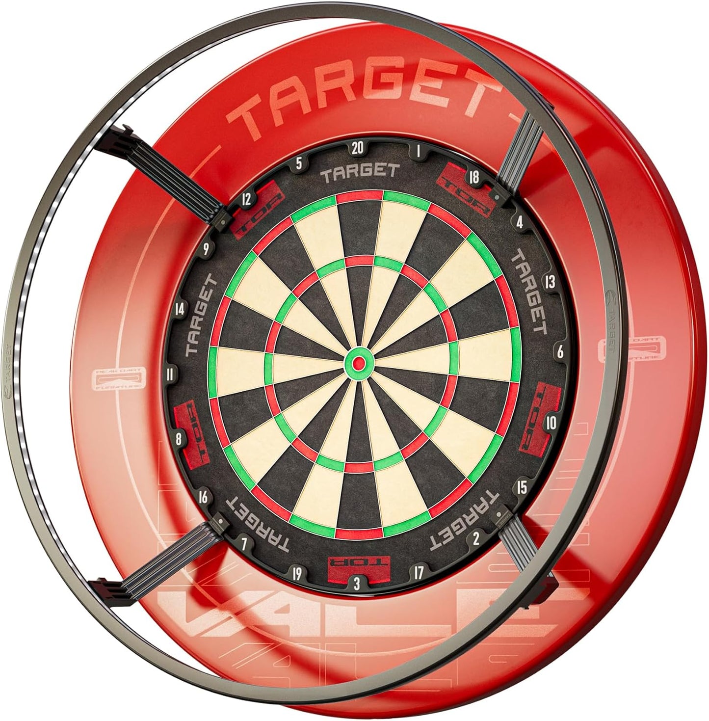 Corona Vision Dartboard Lighting System with Black Frame and White LED Surround Ring Light - Magnetic Feet for Shadow Elimination - Professional Darts Accessories