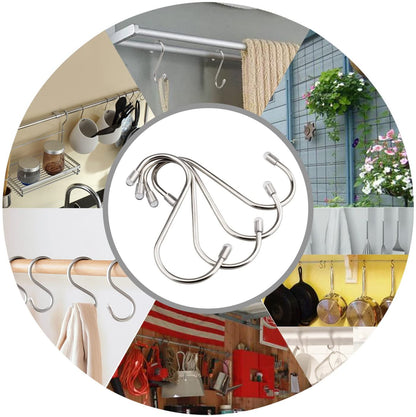 20-Pack Stainless Steel S-Shaped Hooks for Versatile Hanging in Kitchen, Workshop, Bathroom, and Garden
