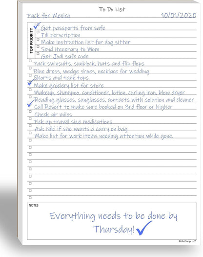 To-Do List Planner Notepad - 60 Pages of Undated Checklist with Priority and Note Sections for Project, Client, and Daily Task Management - 8.5 x 11 A4 Tear Sheets