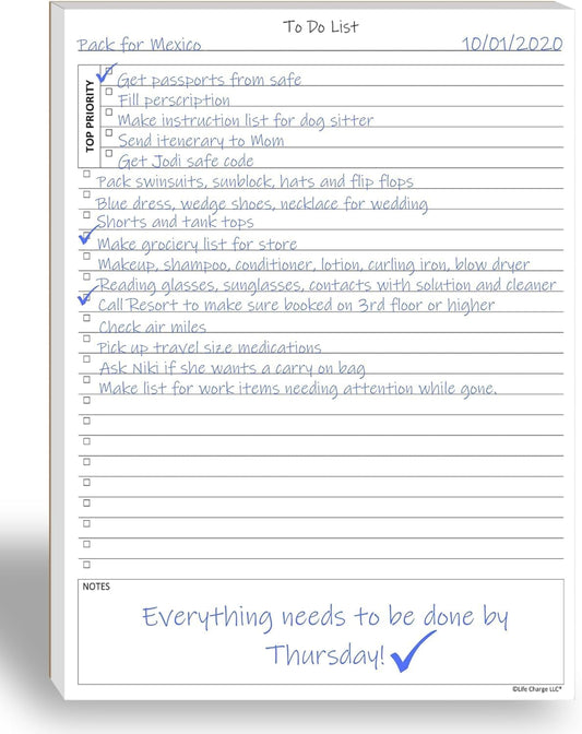 To-Do List Planner Notepad - 60 Pages of Undated Checklist with Priority and Note Sections for Project, Client, and Daily Task Management - 8.5 x 11 A4 Tear Sheets