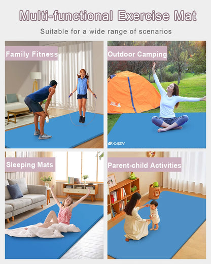 Extra Thick 10mm NBR Foam Exercise Mat for Home Gym and Fitness Workouts, Blue, 78 x 51 Inches