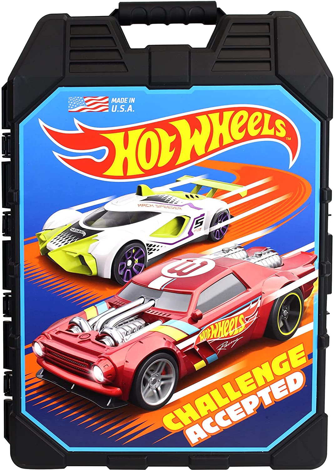 Hot Wheels 48-Car Storage Case - Premium Plastic Carrying Case with Handle for 1:64 Scale Die-Cast Toy Cars, Ideal Organizer for Travel and Display