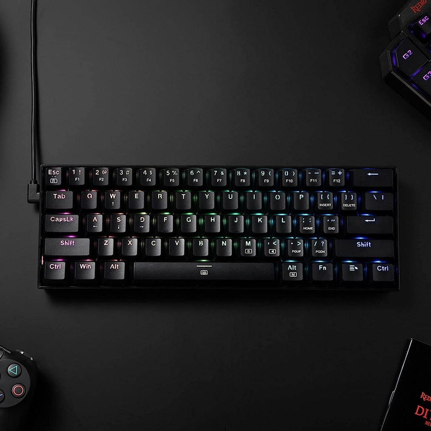 K630 Dragonborn 60% Compact Mechanical RGB Gaming Keyboard with Tactile Brown Switches and Pro Driver Support, Black