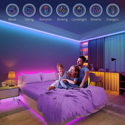 16.4 Feet Bluetooth Color Changing LED Strip Lights with App Control, Remote, and Control Box - 64 Scenes and Music Sync for Bedroom, Kitchen, and Party Settings
