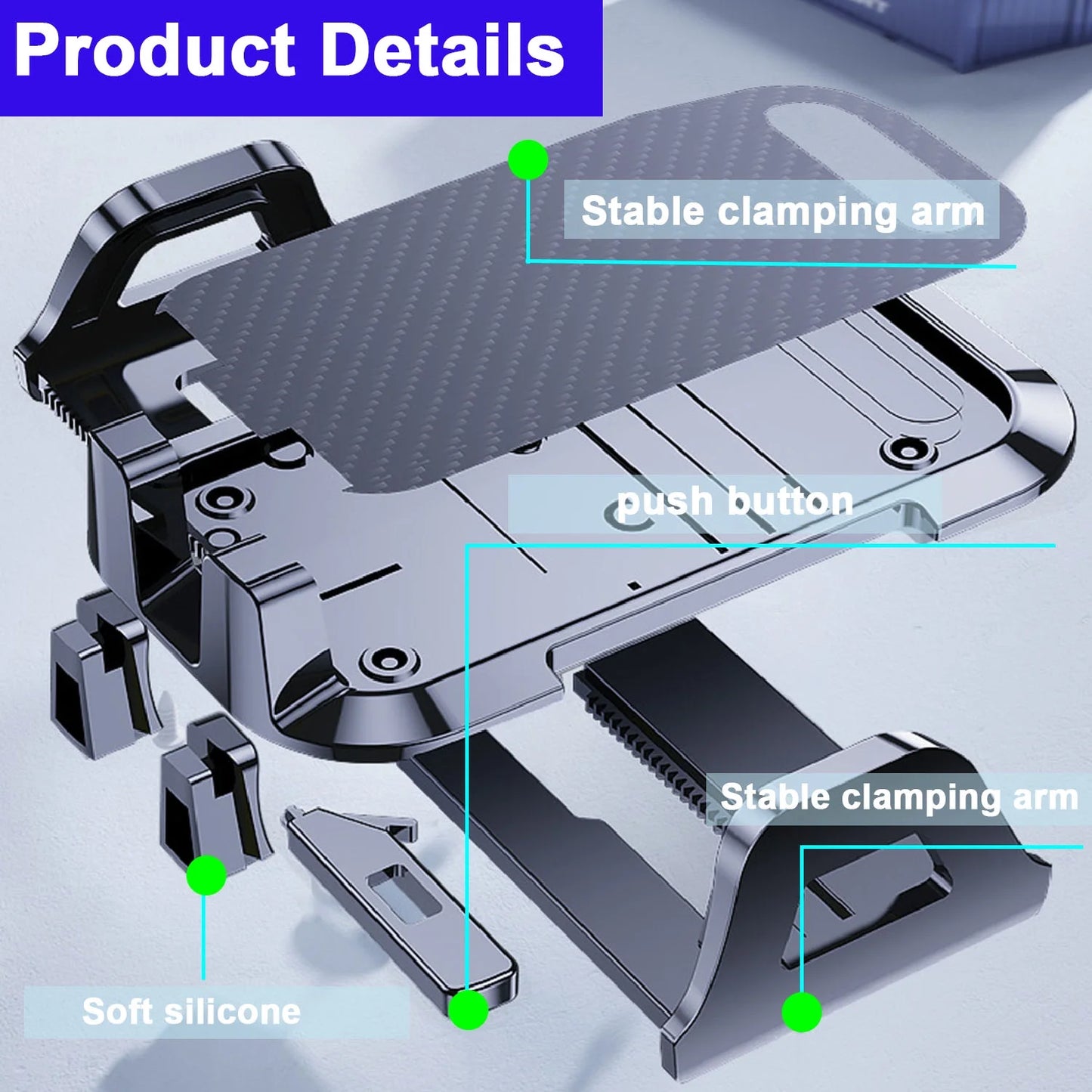 Universal Car Phone Mount with Air Vent Clip and Adjustable Long Arm for All Smartphones