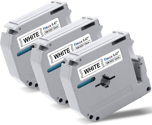 M-K231 12mm Replacement Label Tape for Brother P-Touch Label Makers - Compatible with Models PTM95, PT-90, PT-70, PT-65, PT-60, PT-45 (Not Compatible with PTD210, PTD220; Excludes TZ Tape)