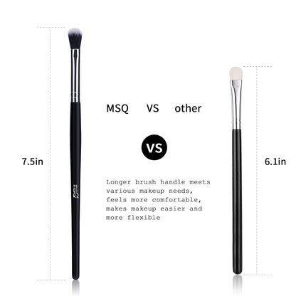 12-Piece Professional Eye Makeup Brush Set with Soft Synthetic Bristles and Extended Wooden Handles for Eyeshadow, Eyeliner, Eyebrow, Blending, and Concealer (Black)