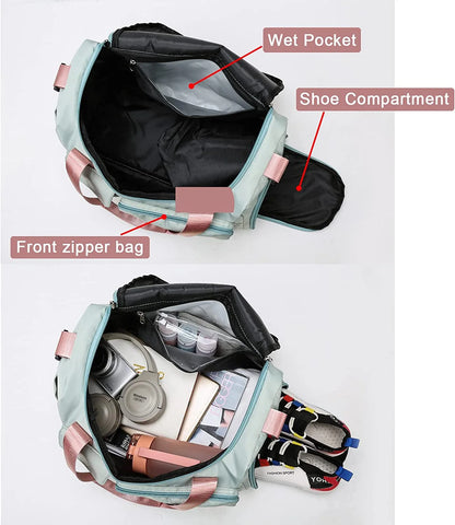 Women's Waterproof Duffle Bag - Versatile Carry-On Weekender with Shoe Compartment and Wet Pocket for Travel, Workouts, and Sports