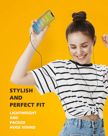 Apple MFi Certified Lightning Connector Earbuds with Microphone Controller for iPhone 14, 13, 12, 11 Pro Max, X, XS, XR, 8, 7 Plus - Sweetflow Black