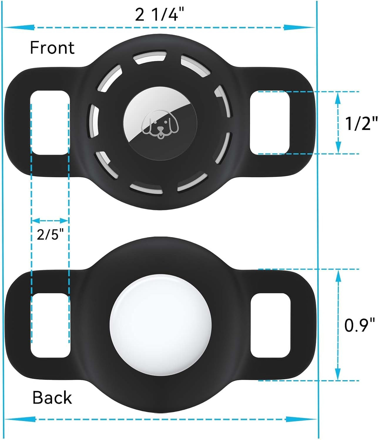 AirTag Cat and Small Dog Collar Holder - 2 Pack Protective Holders for Apple AirTag (Fits Collars up to 1/2 Inch)