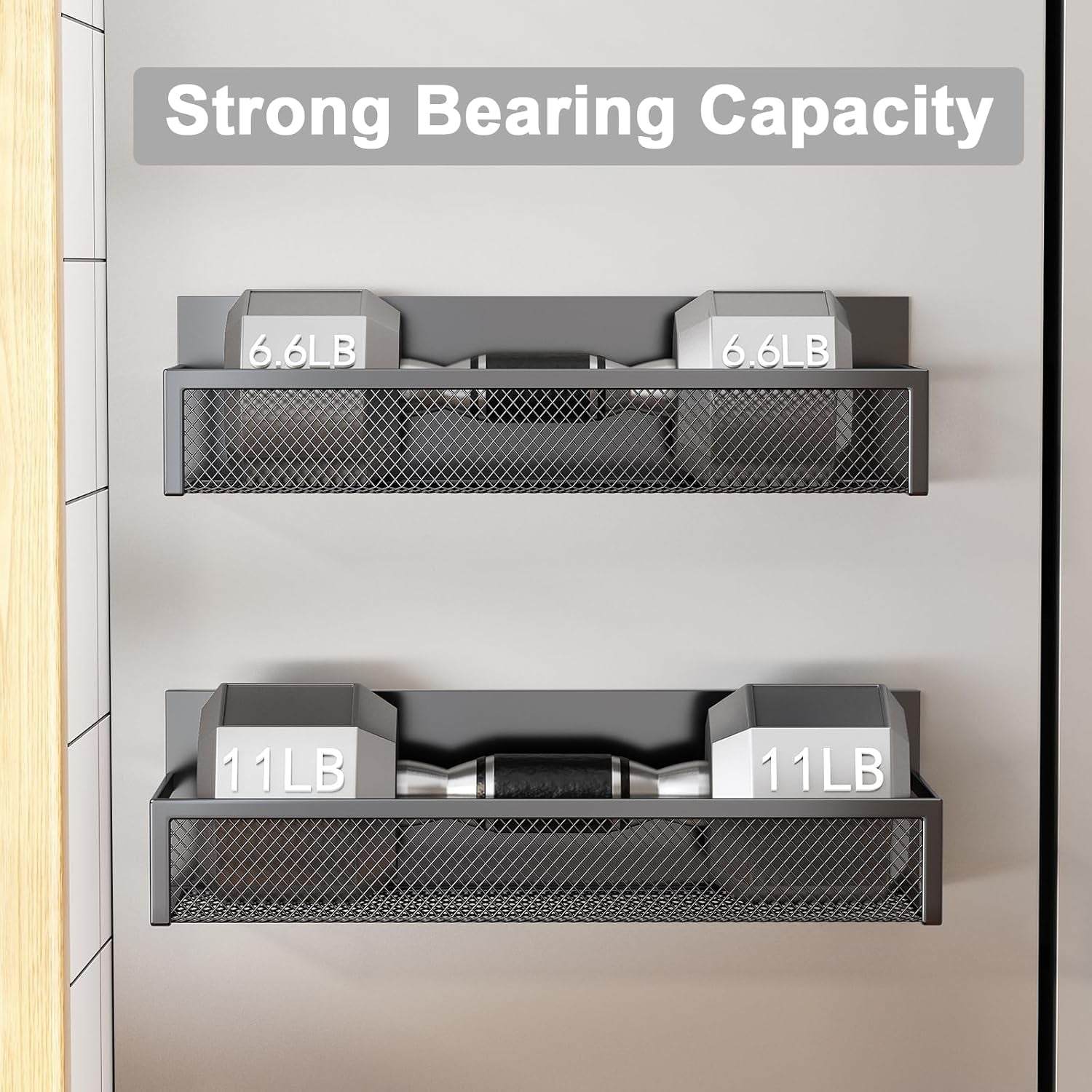 Magnetic Spice Rack Set for Refrigerator - 2-Pack Shelf Organizer with Adjustable Hooks for Kitchen Storage and Organization