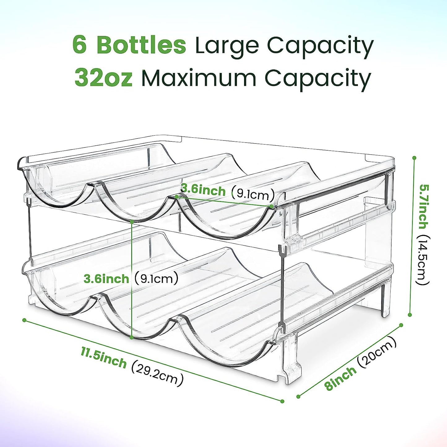 Water Bottle Storage Organizer - 2-Pack Stackable Cabinet Holder