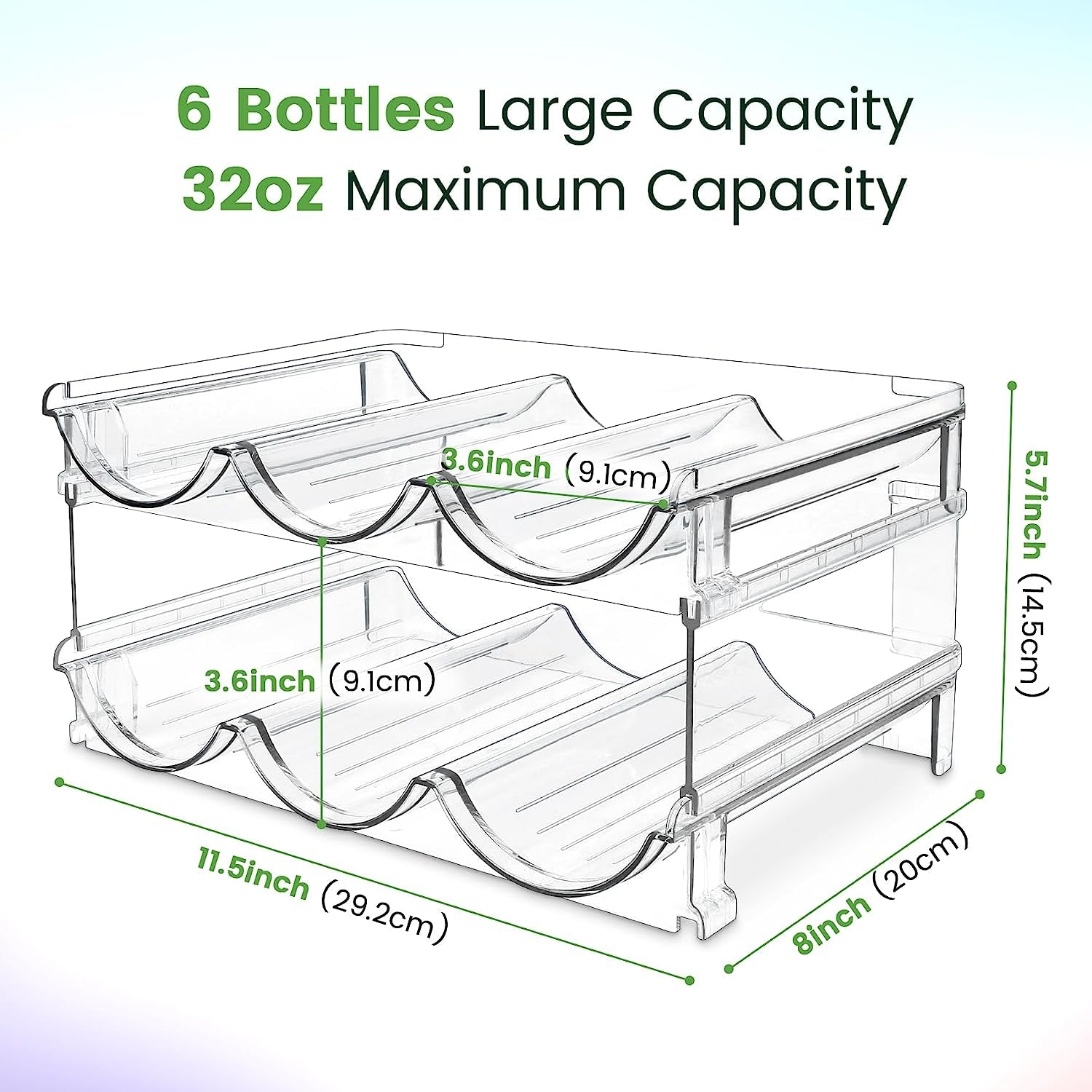 Water Bottle Storage Organizer - 2-Pack Stackable Cabinet Holder