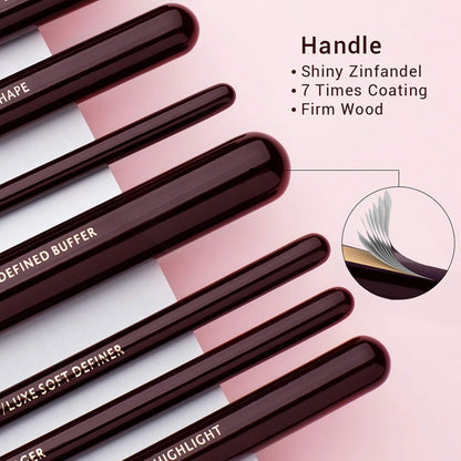 Professional 25-Piece Makeup Brush Set with Labeled Brushes for Powder, Foundation, Eyeshadow, Blending, Concealer, Blush, and Highlight - T280