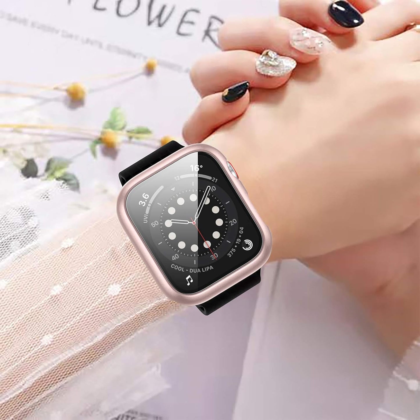 12-Pack Tempered Glass Screen Protector Case Compatible with Apple Watch 44mm SE 3 (2025)/SE 2/SE/Series 6/5/4, Hard PC Scratch-Resistant Bumper Protective Cover for iWatch Accessories