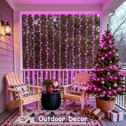 300 LED Pink Curtain Lights with Remote Control - Versatile Indoor/Outdoor Décor for Bedrooms, Parties, and Special Occasions, 9.8 x 9.8 Ft